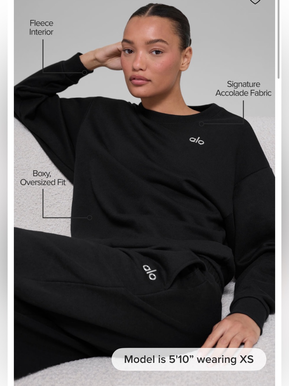 ALO Yoga Black unisex Accolade Crewneck Sweatshirt size M